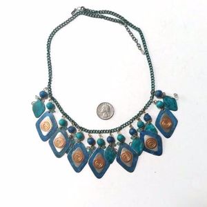 Blue & copper Boho necklace